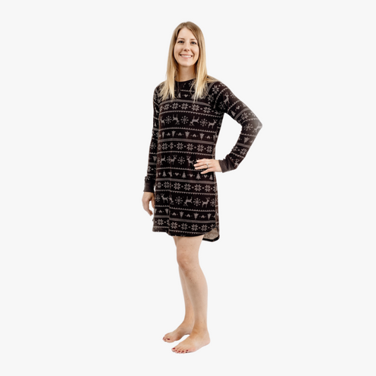 The Black Sheep Fam Black Fair Isle Women's Sleep Shirt - Regular Size