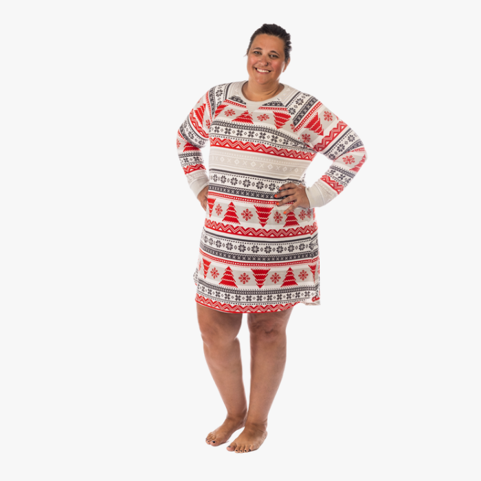 The Black Sheep Fam Nordic Fair Isle Women's Sleep Shirt - Plus Size