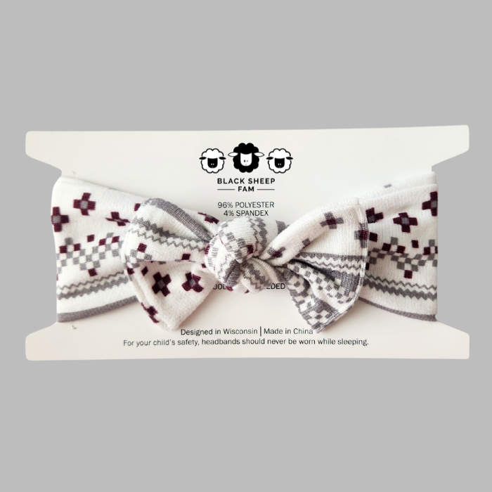 Bow Headband - Sugar Plum Fair Isle