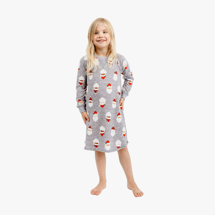 The Black Sheep Fam Grey Santa Girls' Sleep Shirt