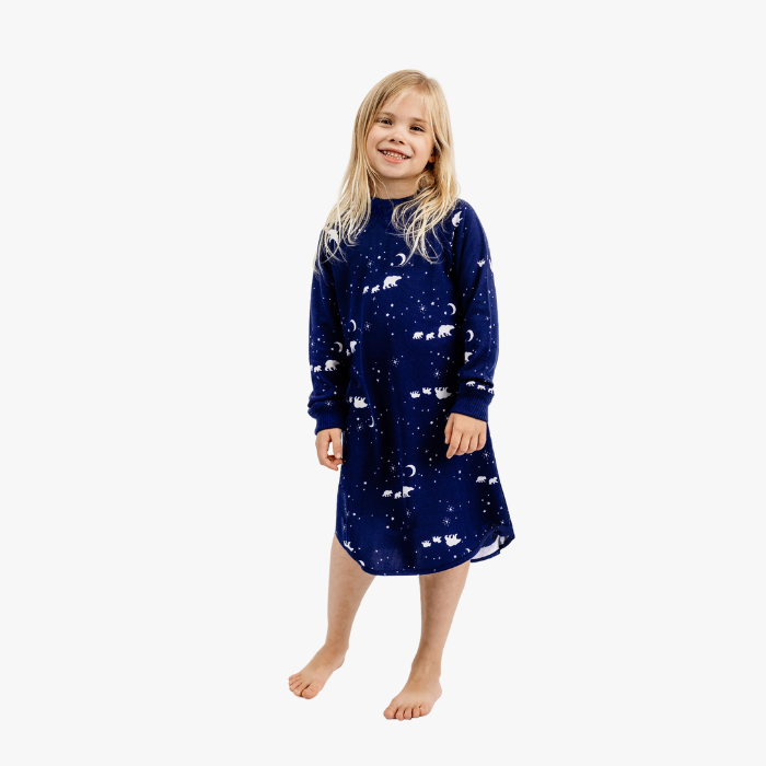 The Black Sheep Fam Navy Bear Girls' Sleep Shirt