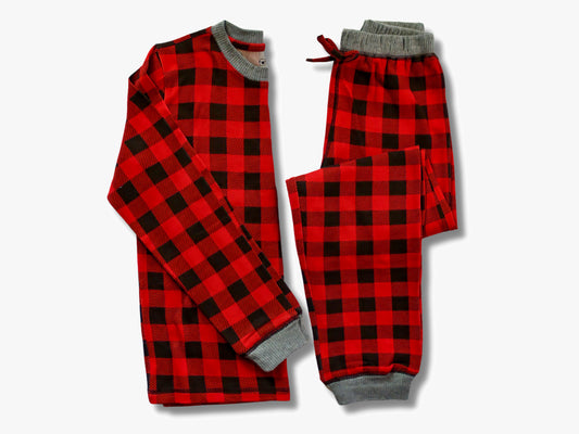 Kids Red Black Buffalo PJ Set