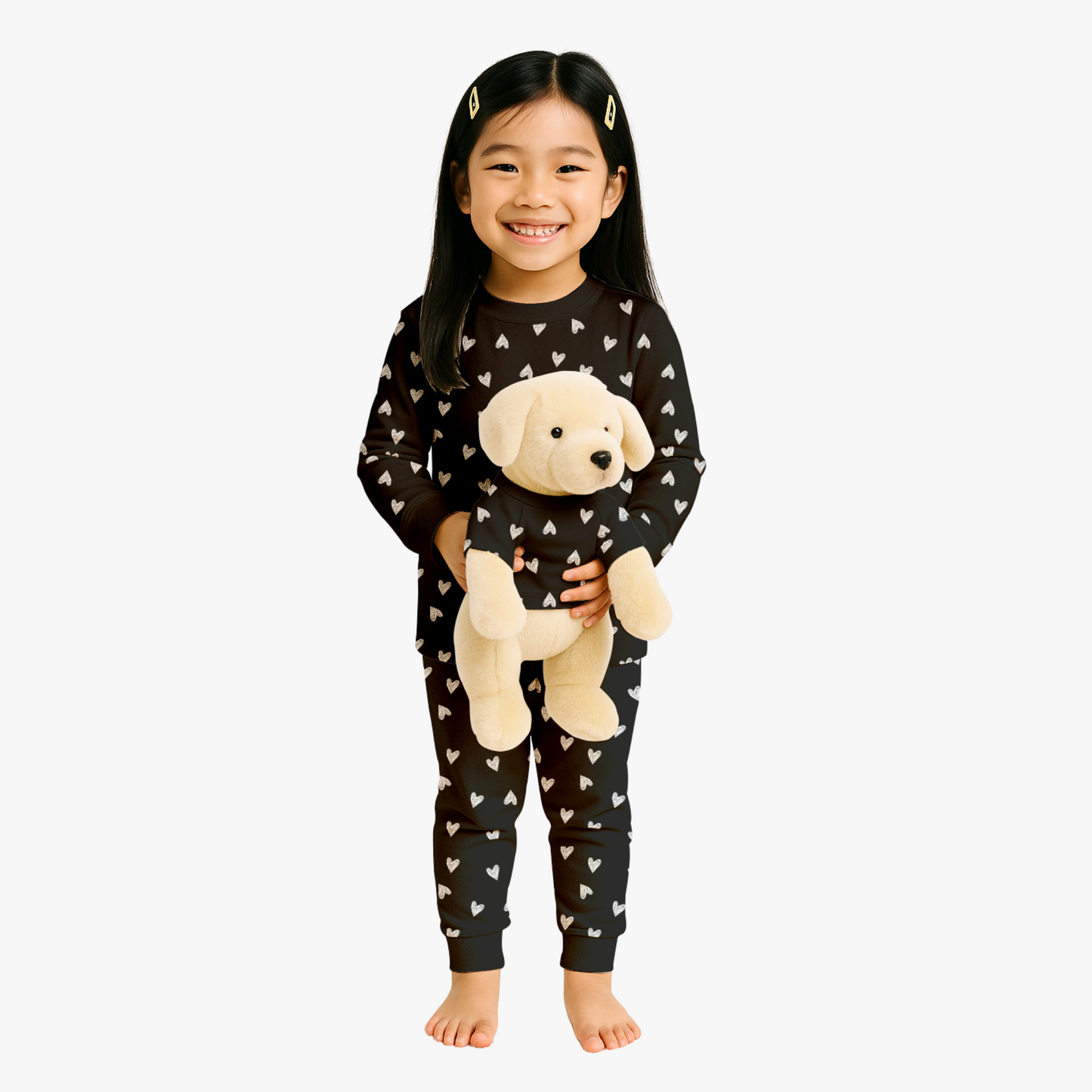Kids' Unisex Jogger Pajama Set - Black Heart