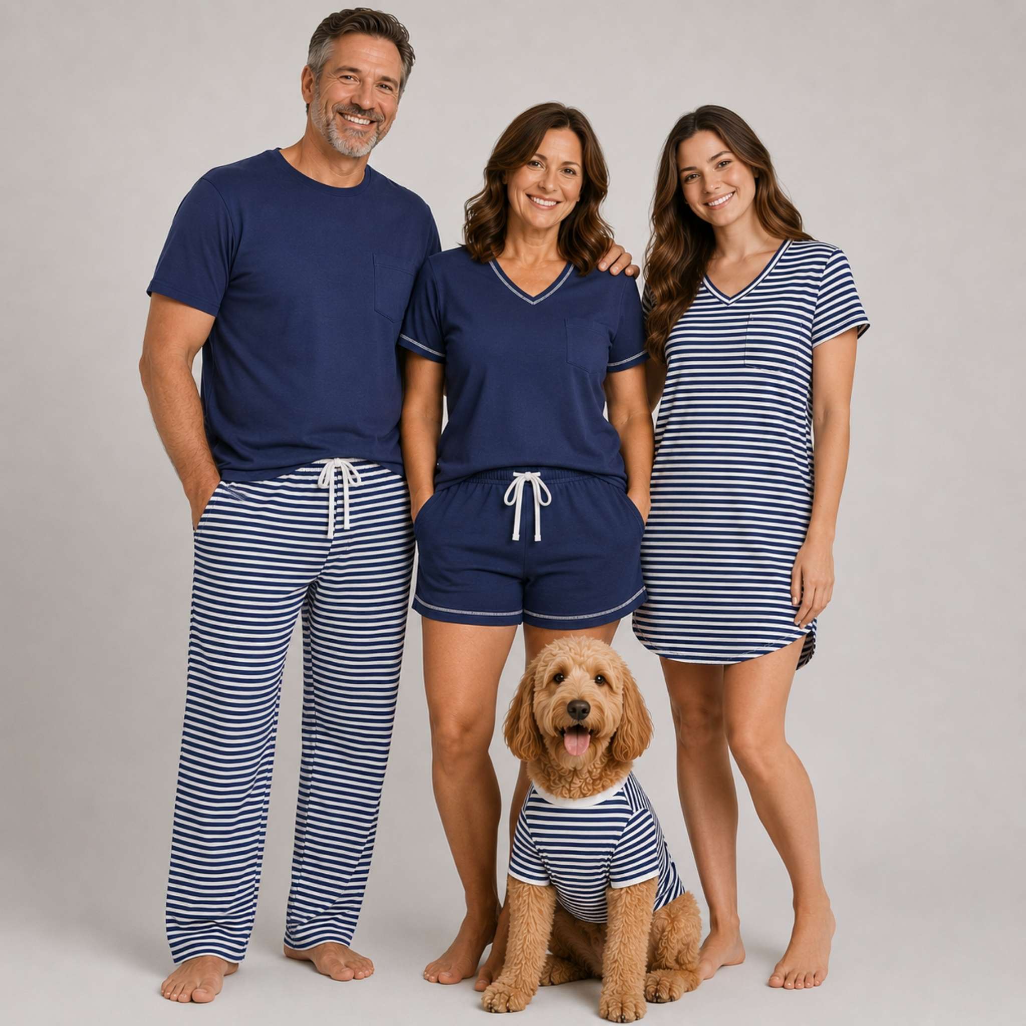 Women's Cotton Pajama 2 Pc Short Set - Midnight Stripe