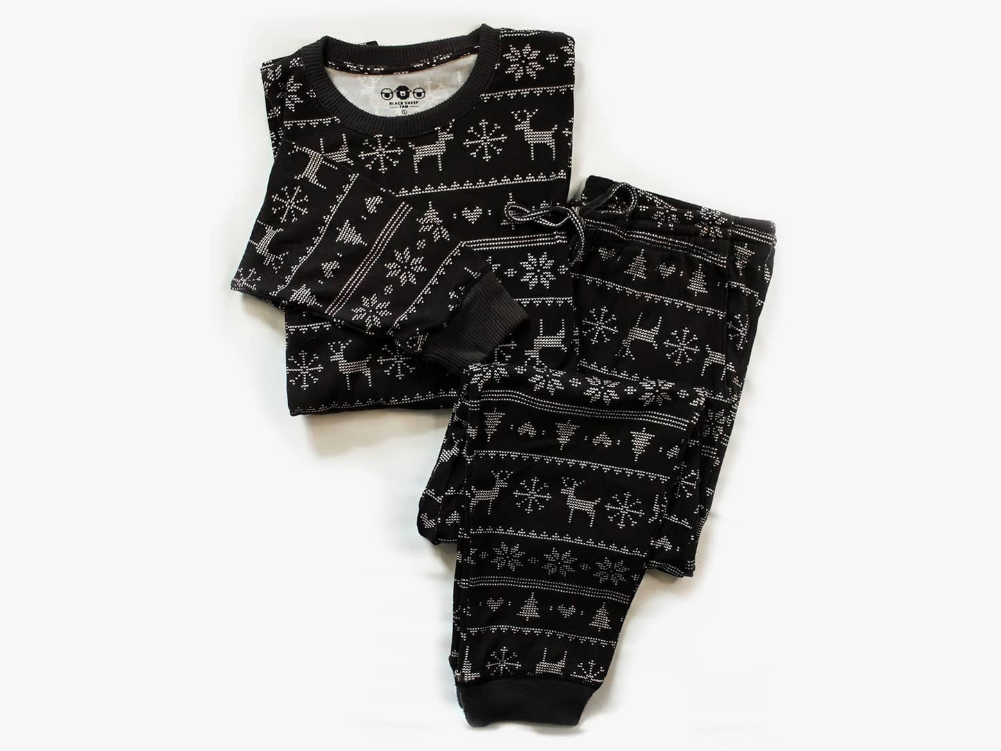 The Black Sheep Fam Men's Black Fair Isle Pajama Set