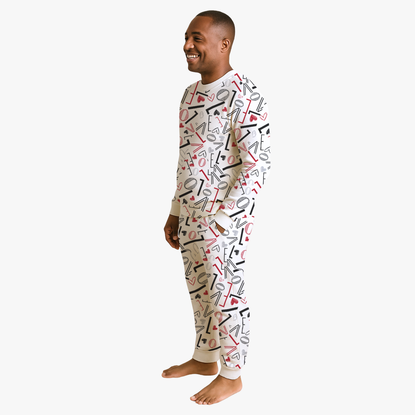 Men's Jogger Pajama Set  - White Love