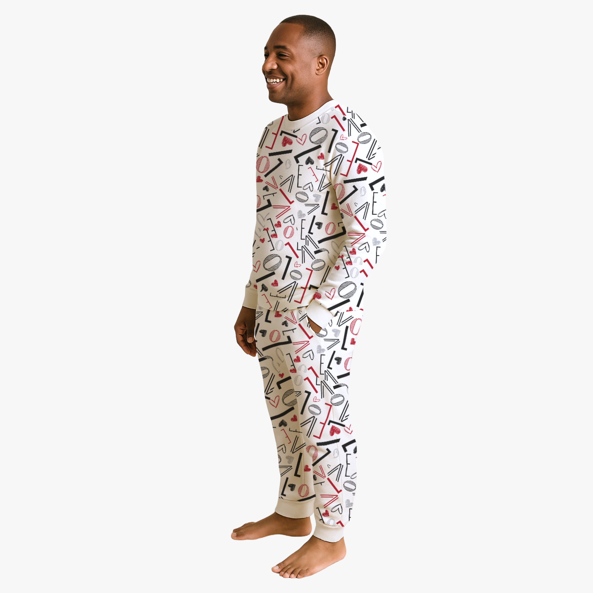 Men's Jogger Pajama Set - White Love