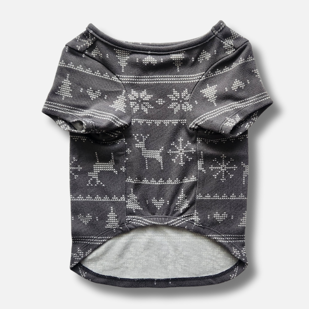 Pet T-Shirt - Gray Fair Isle