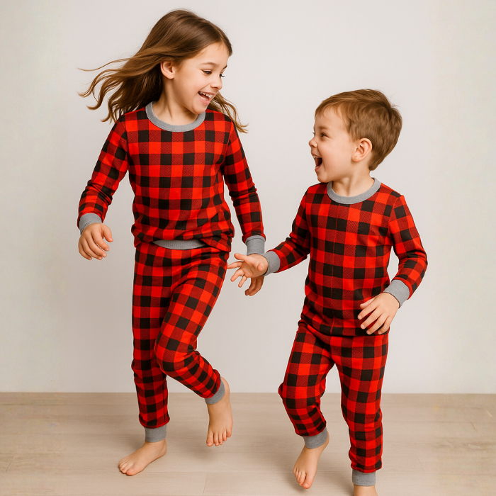 Kids’ Unisex Jogger Pajama Set - Red Buffalo