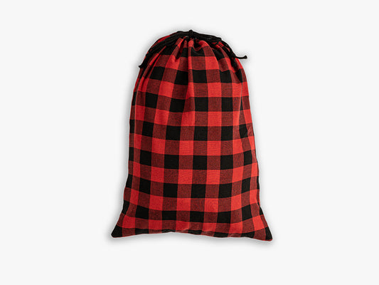 Santa Sack in red and black buffalo plaid