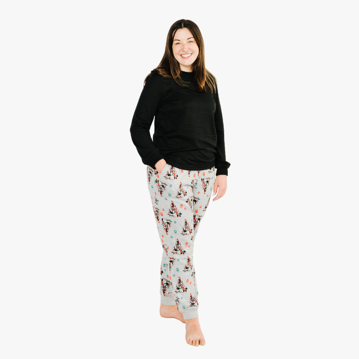 Women’s Jogger Pajama Set - Gray Pets