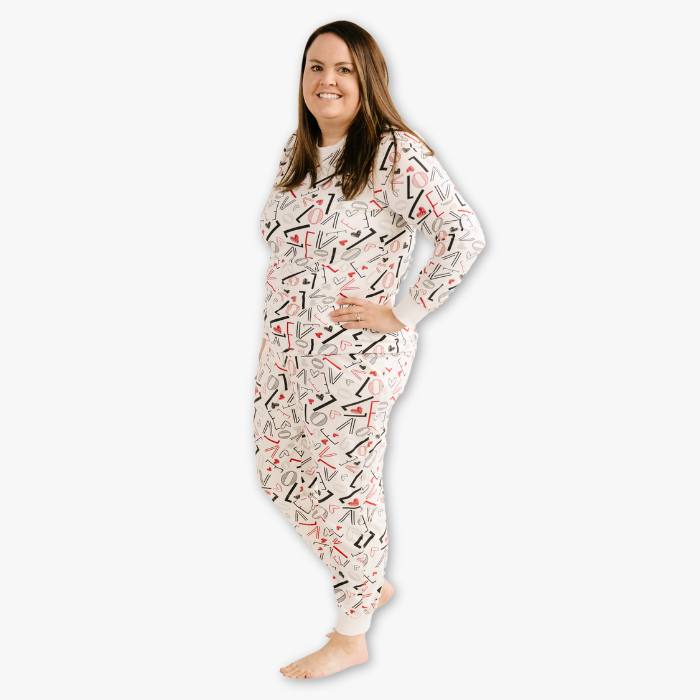 Women's Jogger Pajama Set - White Love