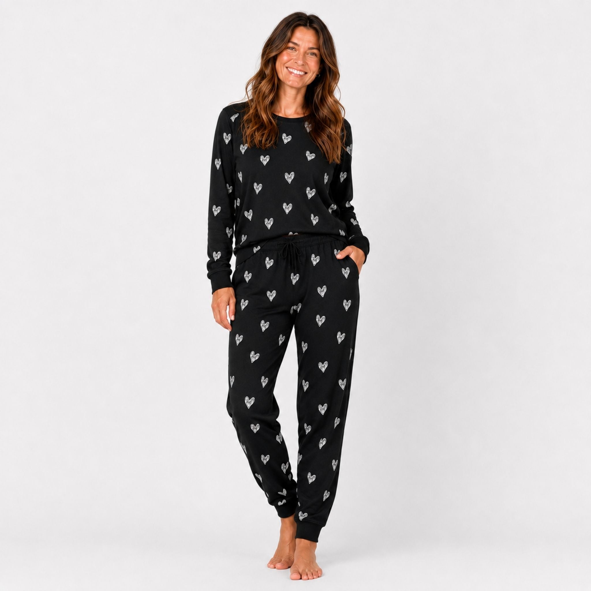 Women's Jogger Pajama Set - Black Heart