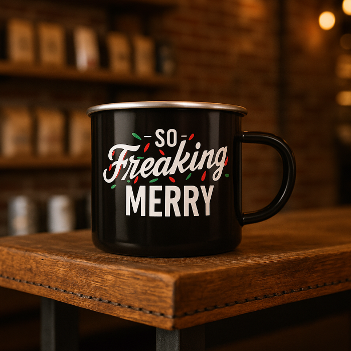 black so freaking merry campfire mug