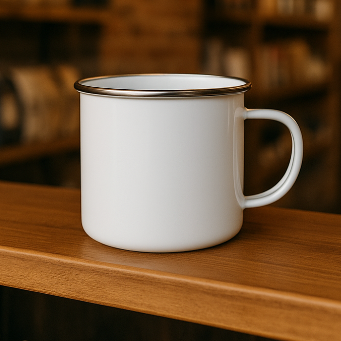 white campfire mug