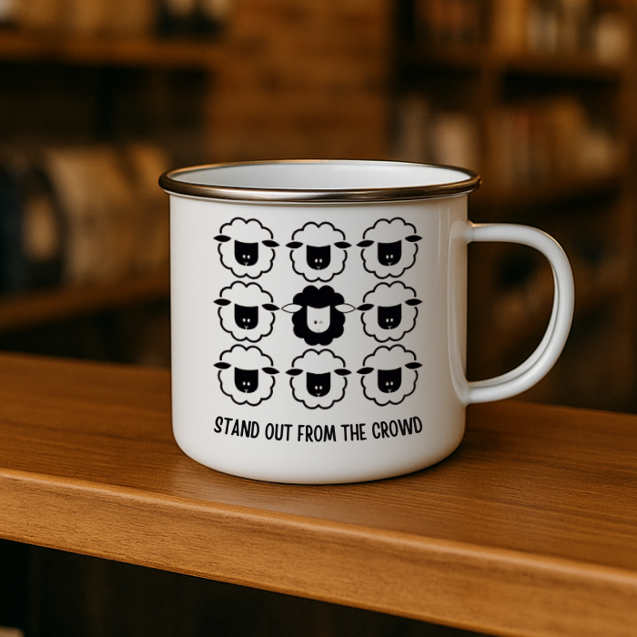 white stand out from the crowd campfire mug