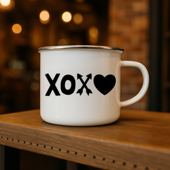 white xoxo campfire mug