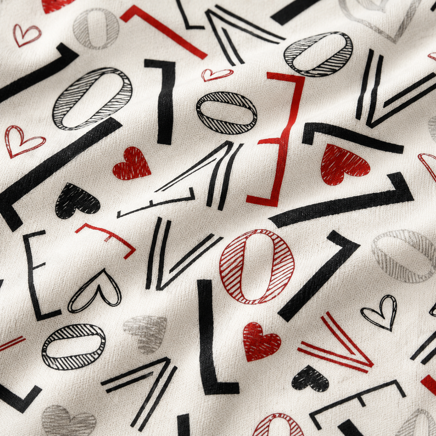 White Love pajama print