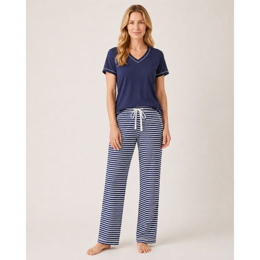 Women's Tall Cotton Pajama 2 Pc Set - Midnight Sail