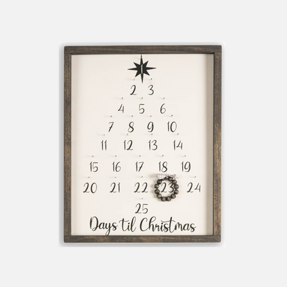 Framed days till christmas countdown calendar with beaded wreath