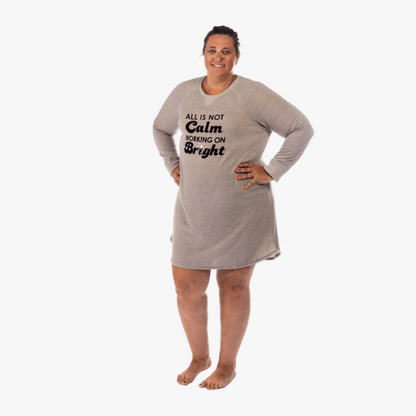 The Black Sheep Fam Gray Calm Women's Sleep Shirt - Plus Size