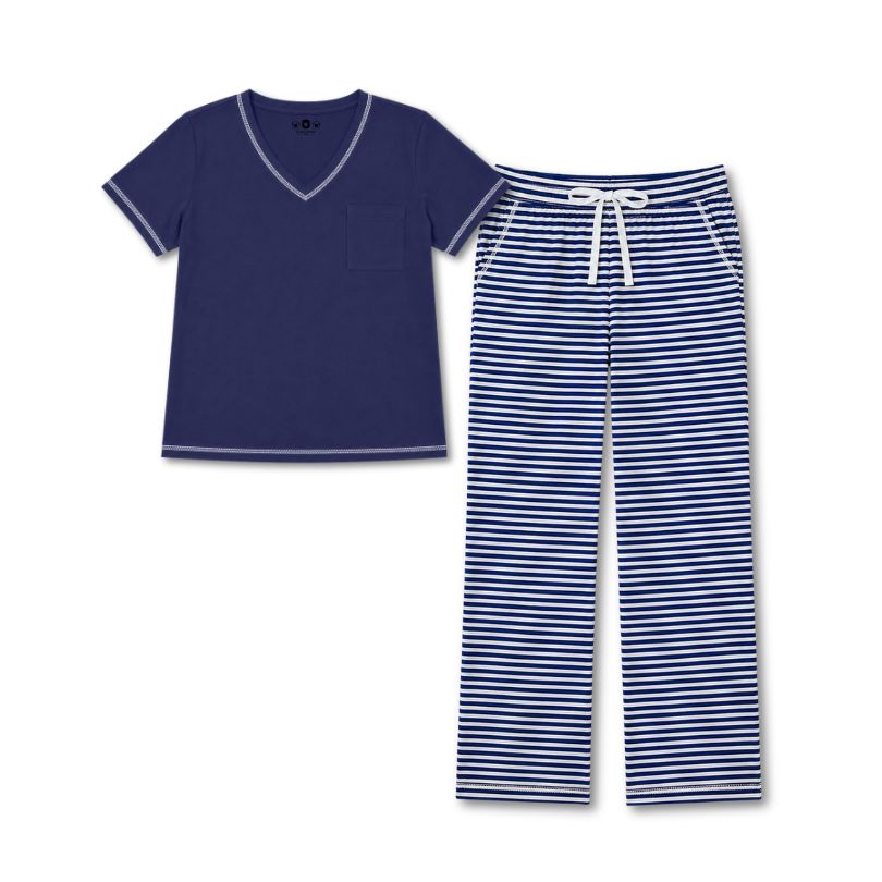 The Whole Crew Cotton Pajama Sets - Midnight Sail