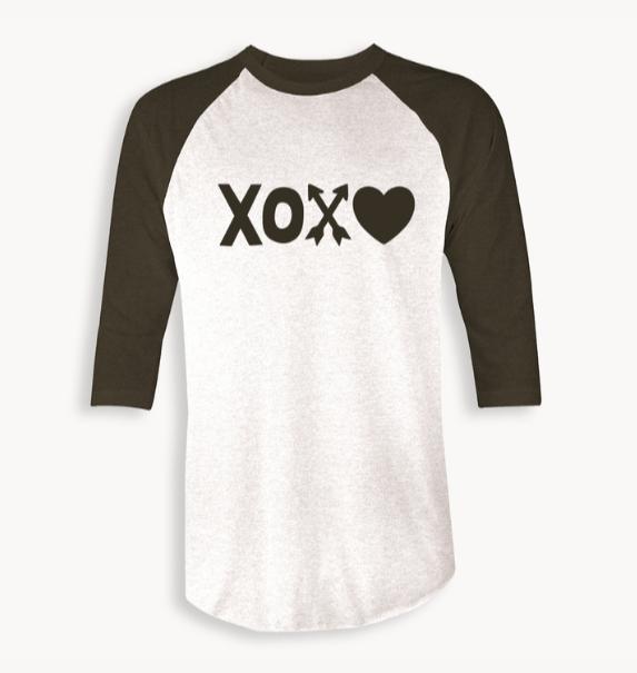 Black Sheep Fam Raglan shirt XOXO with heart