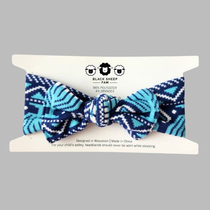 Bow Headband - Hanukkah Festival of Lights Fair Isle