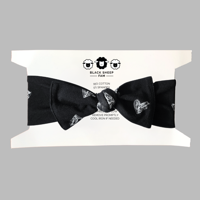 Bow Headband - Black Heart