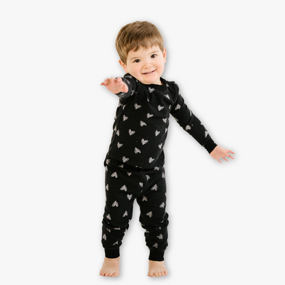 Baby PJ Set - Black Heart