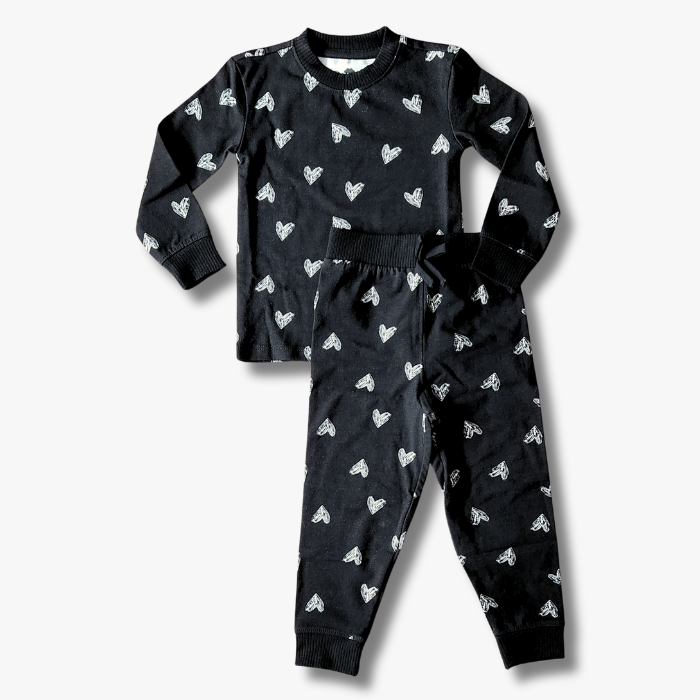 Baby PJ Set - Black Heart