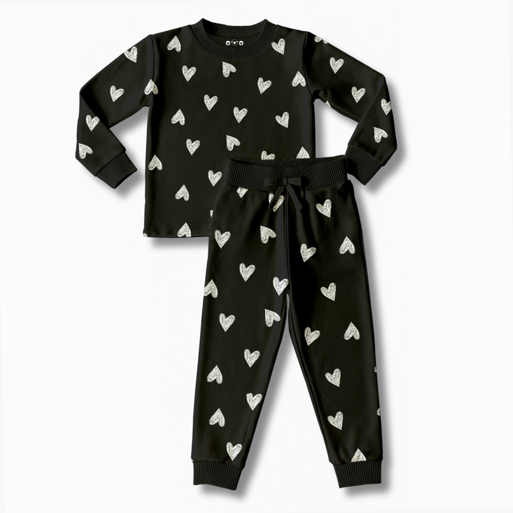 Baby PJ Set - Black Heart