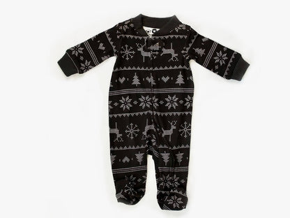 The Black Sheep Fam Black Fair Isle Baby Onesie