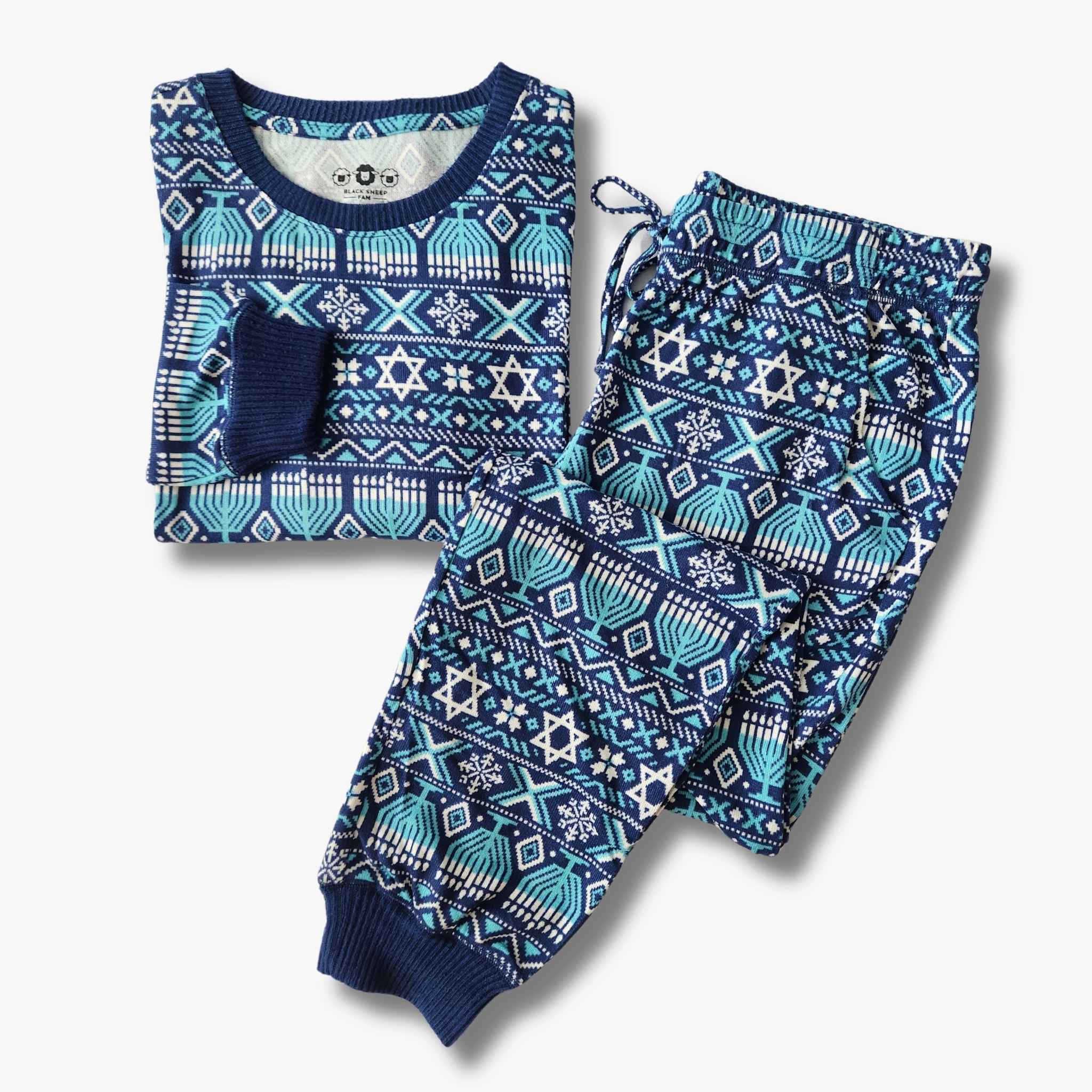 Men's Jogger Pajama Set - Hanukkah Festival of Lights Fair Isle
