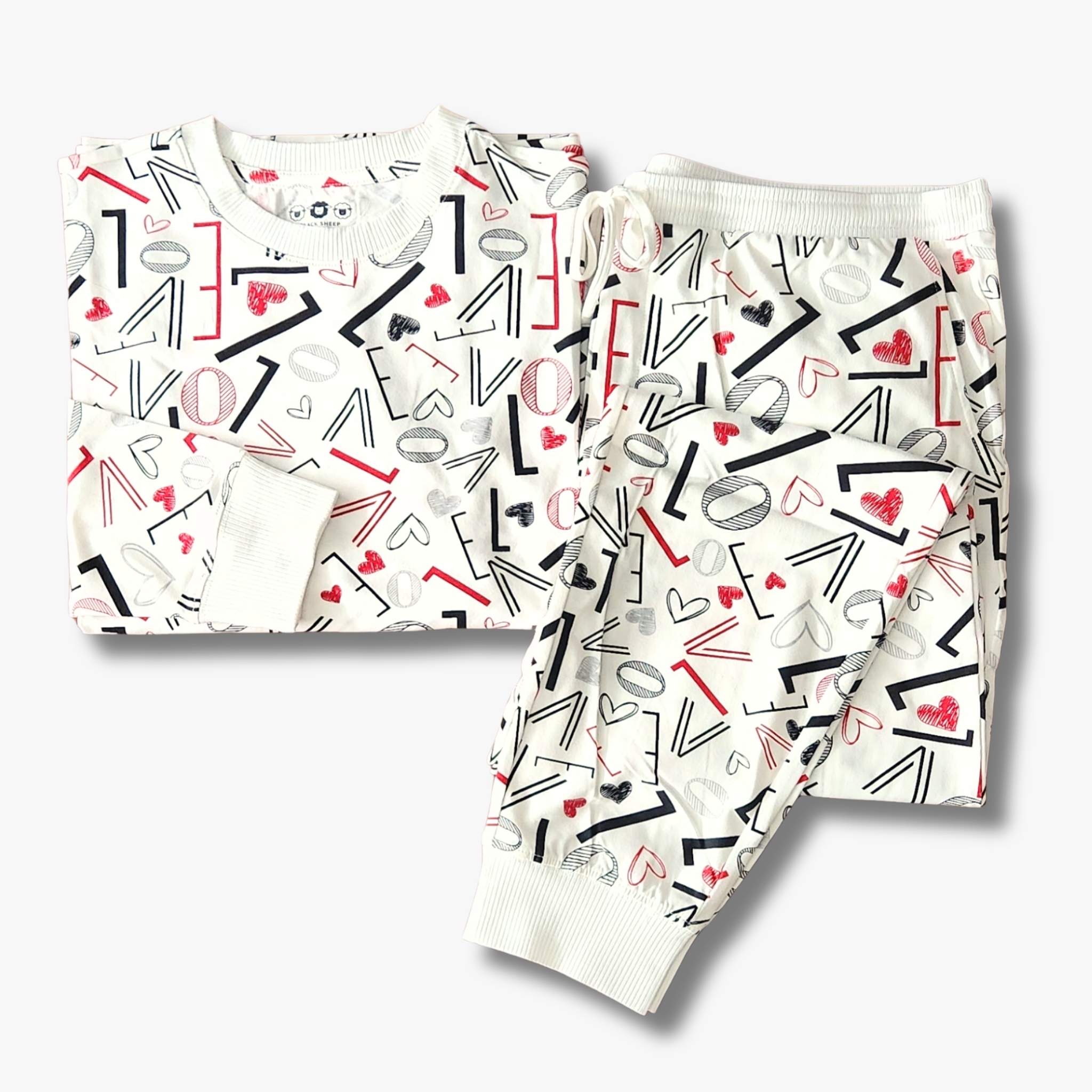 Men's Jogger Pajama Set  - White Love