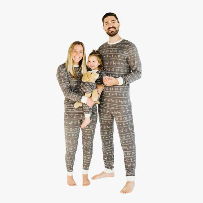 Kids’ Unisex Jogger Pajama Set - Gray Fair Isle