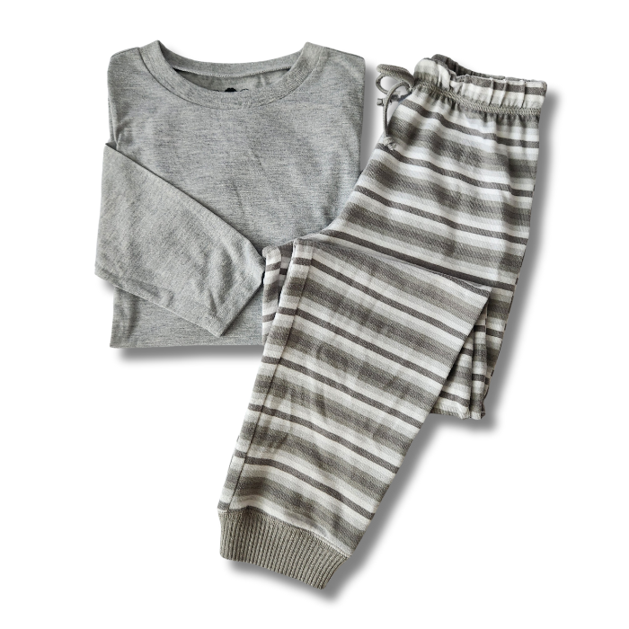 Kids Everyday PJ Set - Gray/Gray Stripe