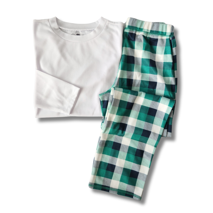 Kids Everyday PJ Set - White/Indigo Plaid
