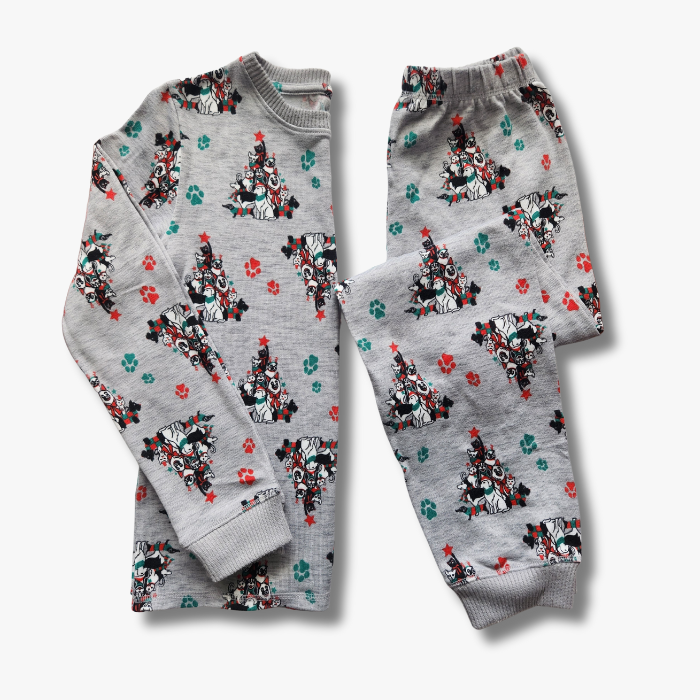 Kids’ Unisex Jogger Pajama Set - Gray Pets