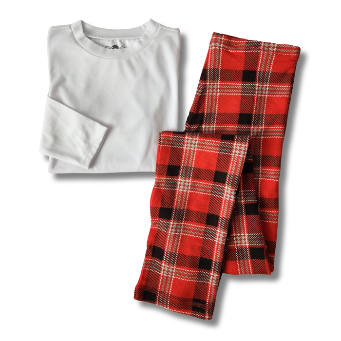 Kids Everyday PJ Set - White/Red Plaid