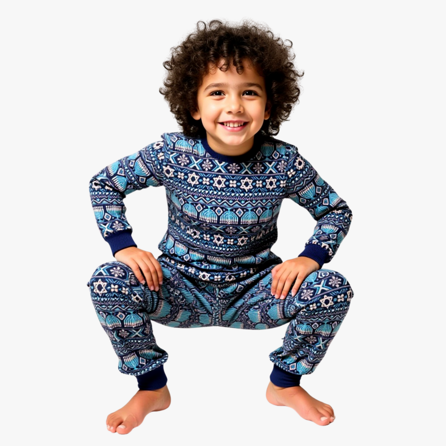 Kids' Unisex Jogger Pajama Set - Festival of Lights Fair Isle