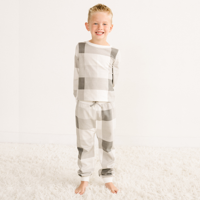 Kids' Unisex Jogger Pajama Set - Fireside Plaid