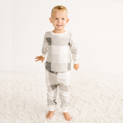 Kids' Unisex Jogger Pajama Set - Fireside Plaid