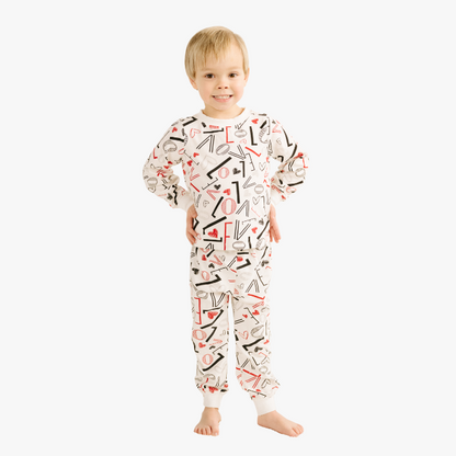 Kids' Unisex Jogger Pajama Set - White Love