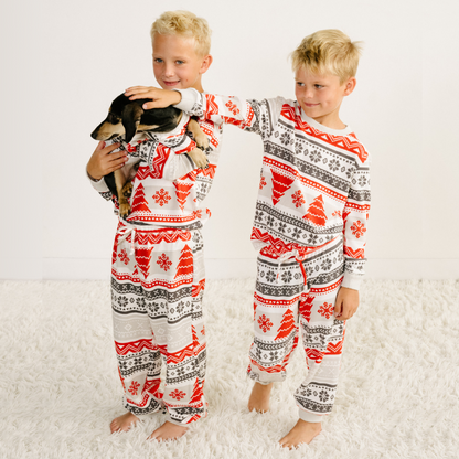 Kids’ Unisex Jogger Pajama Set - Nordic Fair Isle