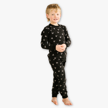 Kids' Unisex Jogger Pajama Set - Black Heart