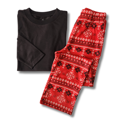 Kids Everyday PJ Set - Black/Red Fair Isle