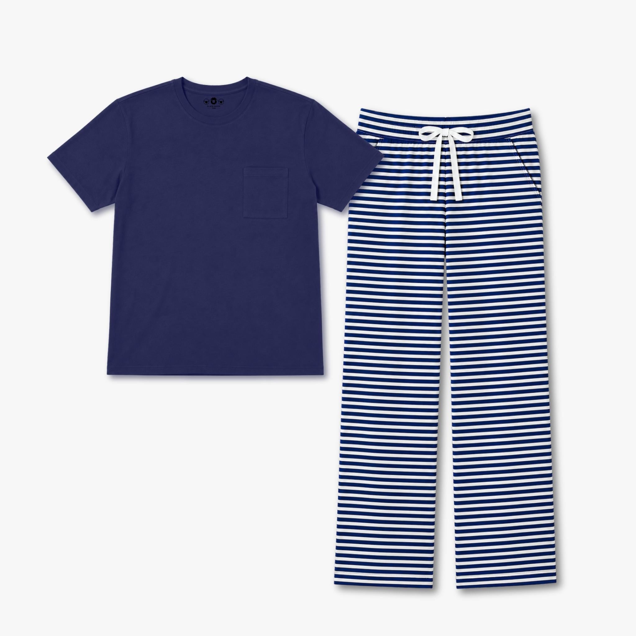Men's Cotton Pajama 2 Pc Set - Midnight Stripe