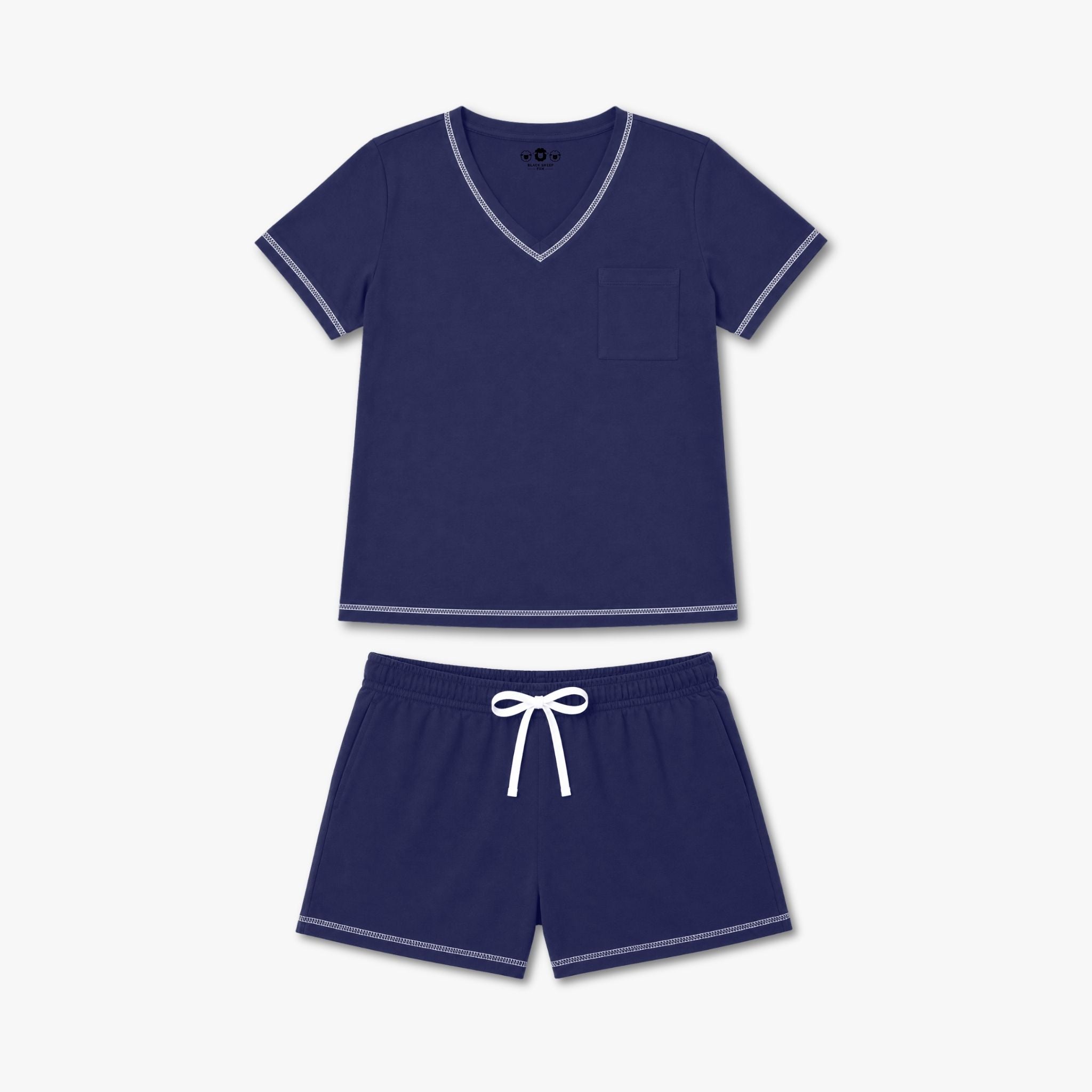 Women's Cotton Pajama 2 Pc Short Set - Midnight Stripe