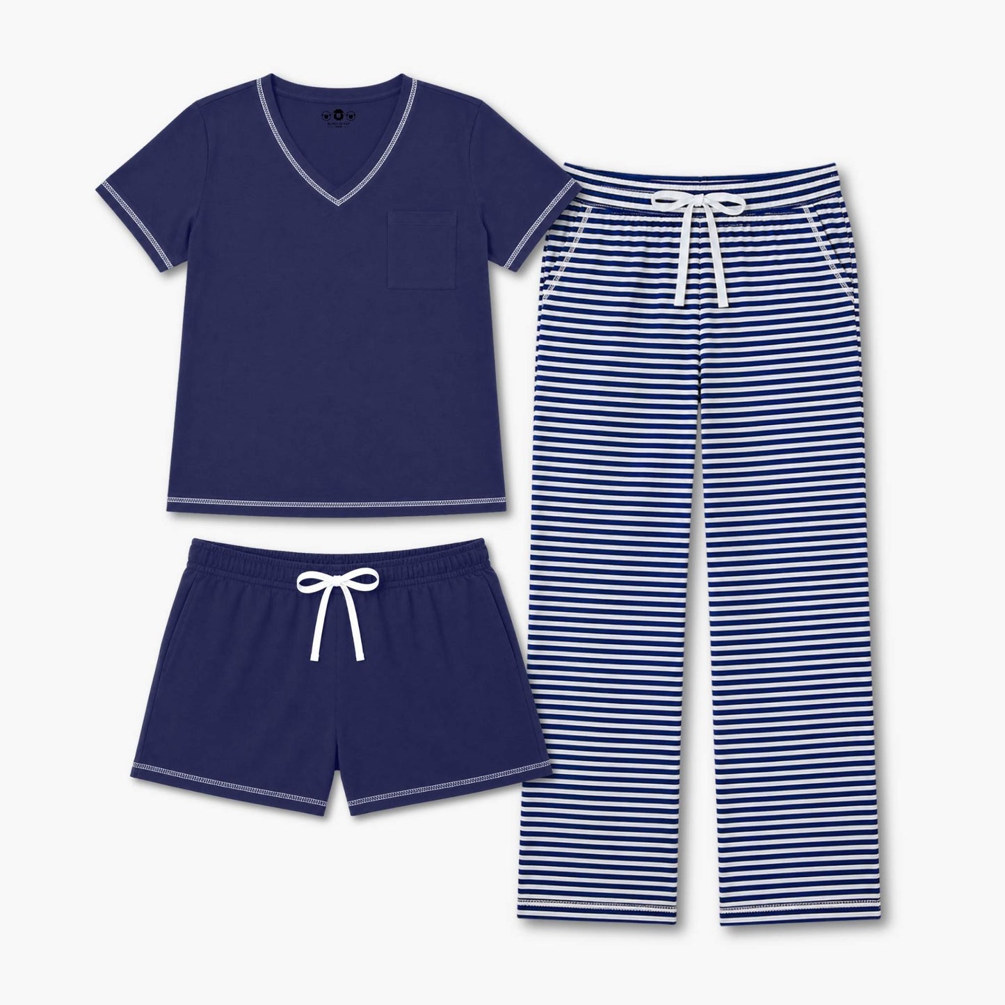 Women's Plus Cotton Pajama 3 Pc Set - Midnight Stripe